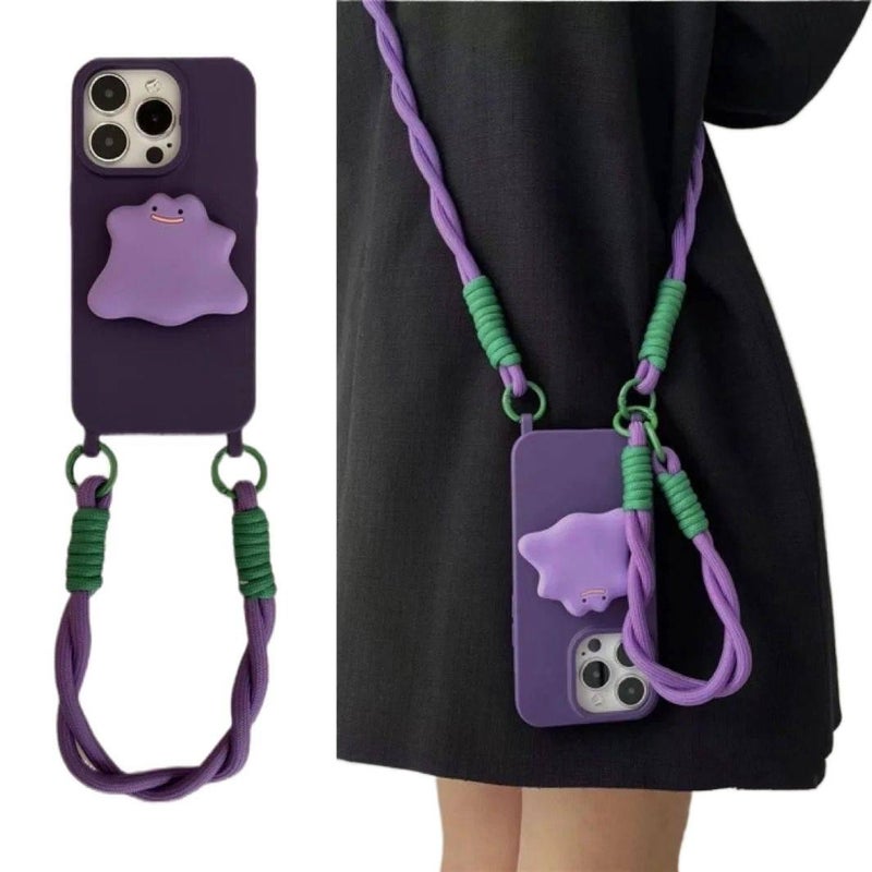 Drop Protection iPhone 13 Scratch Resistant TPU with Kickstand and Lanyard in Purple for School Days - Image 4