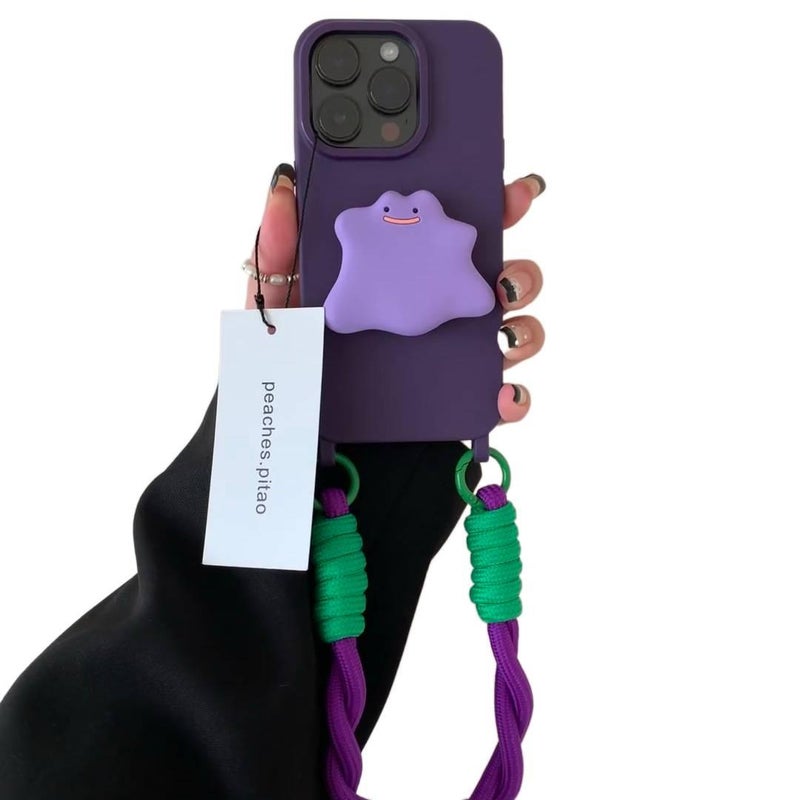 Drop Protection iPhone 13 Scratch Resistant TPU with Kickstand and Lanyard in Purple for School Days - Image 1