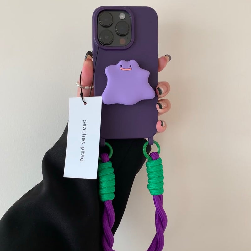 Drop Protection iPhone 13 Scratch Resistant TPU with Kickstand and Lanyard in Purple for School Days - Image 2