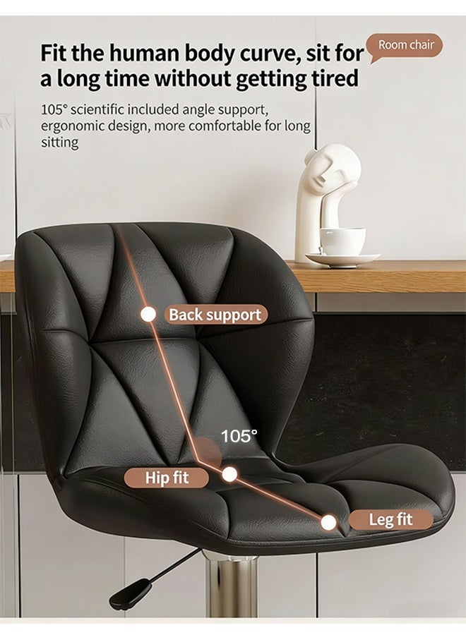 2 PCS Bar Stool Height Adjustable Bar Chairs 360°Swivel Kitchen Stool Modern Counter High Chairs with Footrest Armless PU Leather Barstools for Kitchen Home Office Coffee - Image 5