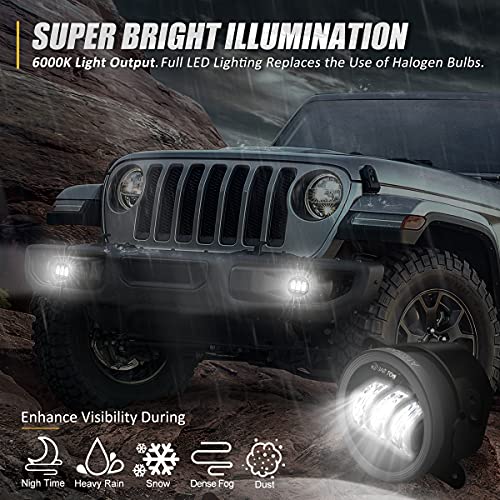 NUVISION LIGHTING NVL-FL-001 4 Inches LED Fog Light Compatible with 07-17 Jeep Wrangler / 11-14 Charger / 14-18 Cherokee /10-19 Journey (Left & Right) DOT Approved - Image 3