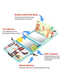 Generic Double-Sided Hah Mirror Baby Cloth Book Vision Early Education Cognitive Three-Dimensional Foldable Sound Paper Gum Baby Cloth Book Toy-Color:[animal Style] Double-sided Mirror Cloth Book (packed)  - Image 2