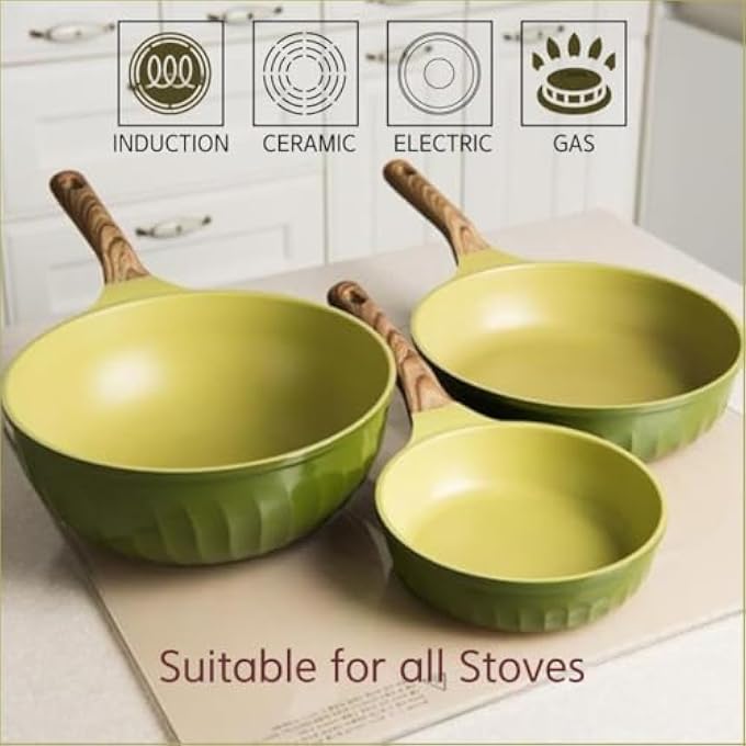 Unity Four Seasons Olive Green Wood Fry Pan 26Cm Suitable For Induction  All Stoves Ultra NonStick With Added Durability 100 Safe Pfoa Free Super Megastone Coating Made In Korea - Image 5