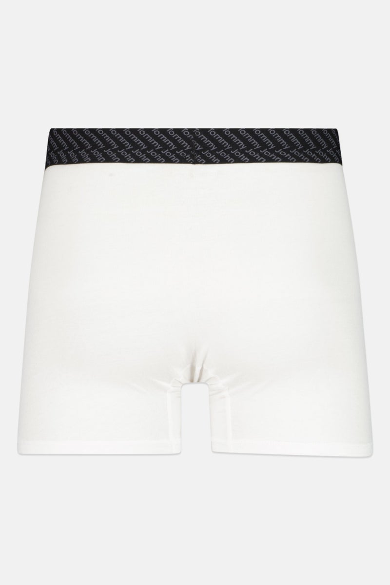Tommy John Men 2 Pieces 4 Inseam Brand Logo Boxer Briefs, White  - Image 2