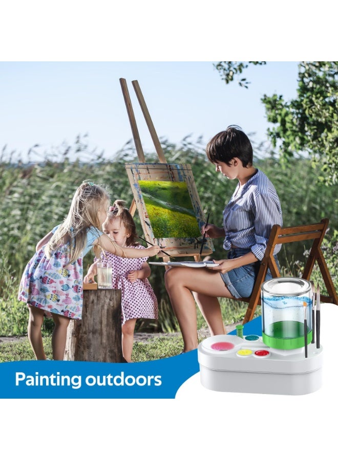 OSHIMA 2026 Upgraded Paint Brush Cleaner Tool, Brush Paint Cleaner with Drain & Holder 3-in-1 Water Circulation Cleaning Station, Portable Water Circulation Paint Brushs Washer Tool for Kids Adults - Image 5