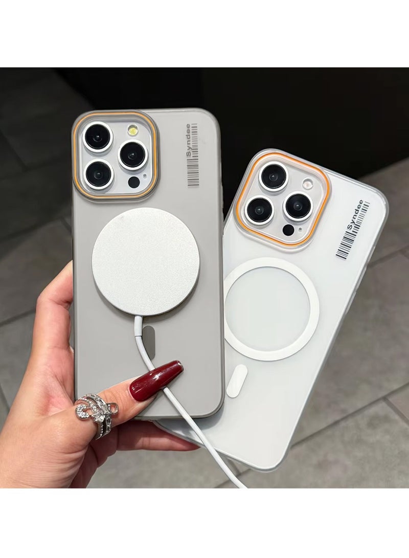 سيندي ابل ايفون 15 برو ماكس 2023 Syndee Series Hybrid شفاف Magsafe مع شحن مغناطيسي شفاه كاميرا مرفوعة غطاء جراب أنيق المظهر - رمادي  - Image 3