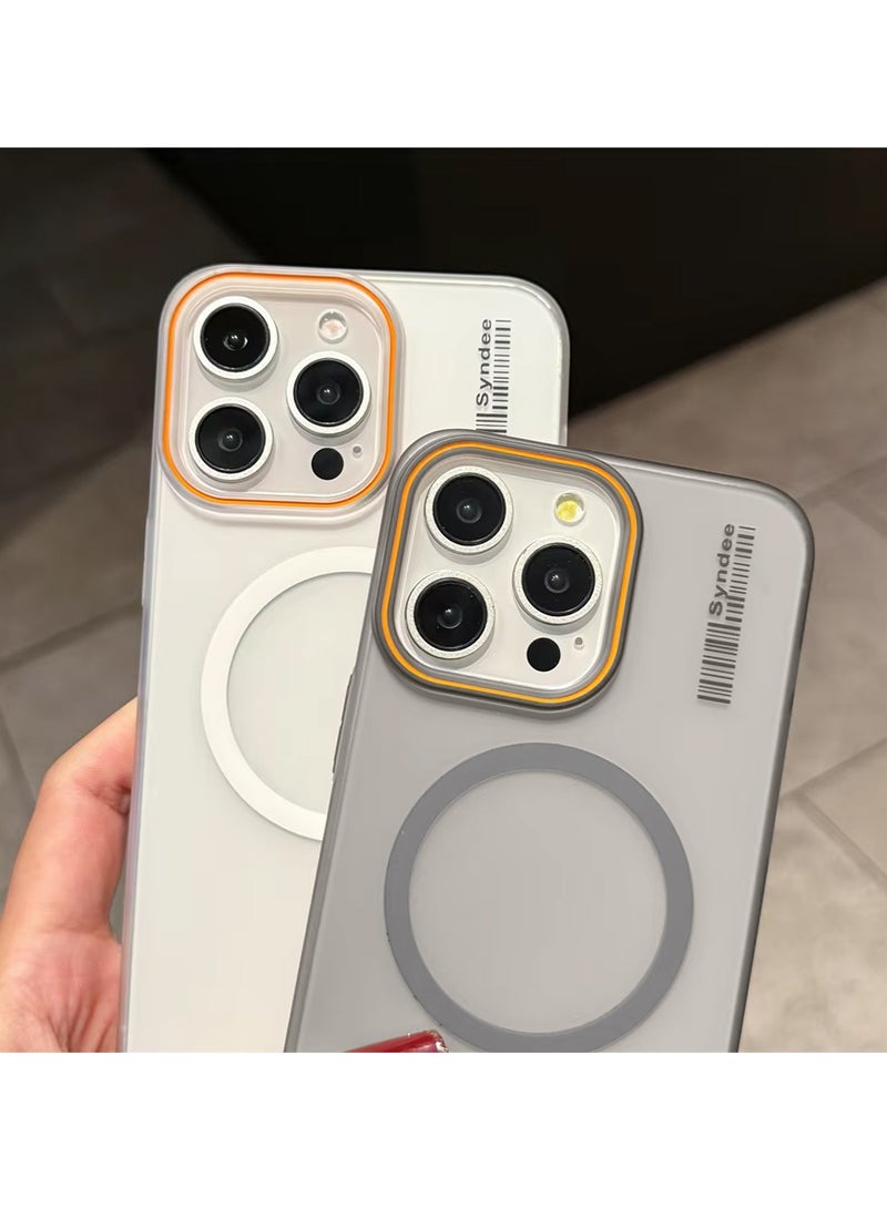 سيندي ابل ايفون 15 برو ماكس 2023 Syndee Series Hybrid شفاف Magsafe مع شحن مغناطيسي شفاه كاميرا مرفوعة غطاء جراب أنيق المظهر - رمادي  - Image 4
