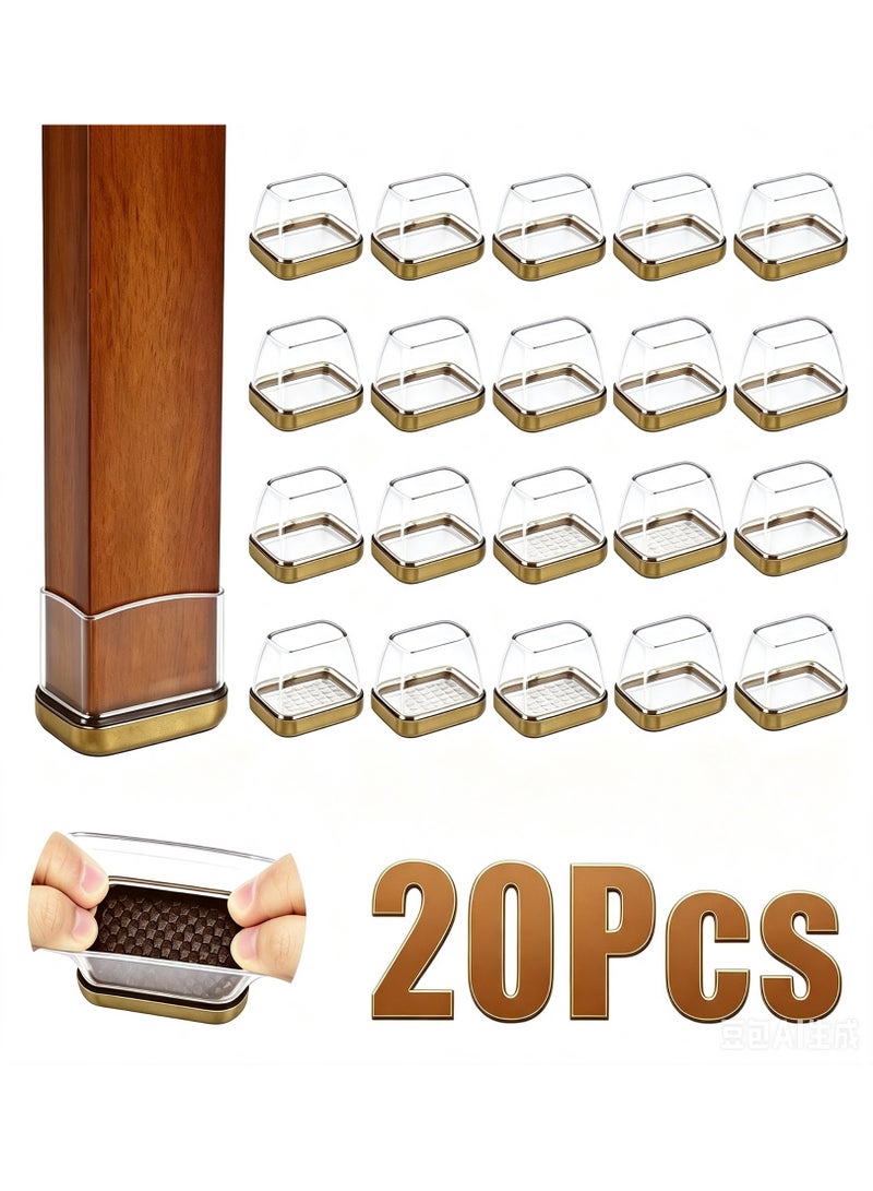 20 PCS Chair Leg Floor Protectors, Silicone Felt Furniture Leg Pads Caps Covers for Hardwood Floors, Fit 23mm-33mm - Image 1