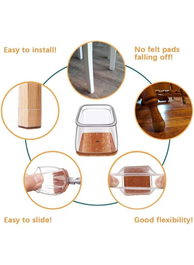 20 PCS Chair Leg Floor Protectors, Silicone Felt Furniture Leg Pads Caps Covers for Hardwood Floors, Fit 23mm-33mm - Image 2