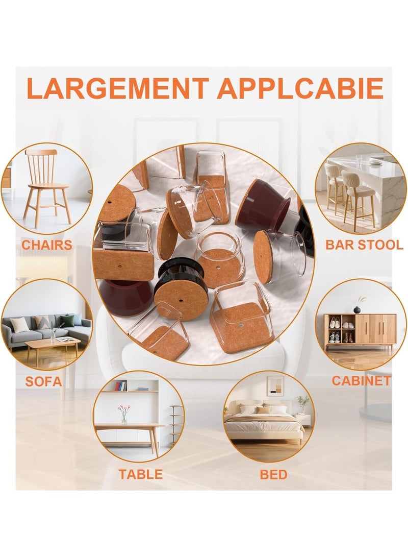 20 PCS Chair Leg Floor Protectors, Silicone Felt Furniture Leg Pads Caps Covers for Hardwood Floors, Fit 23mm-33mm - Image 4