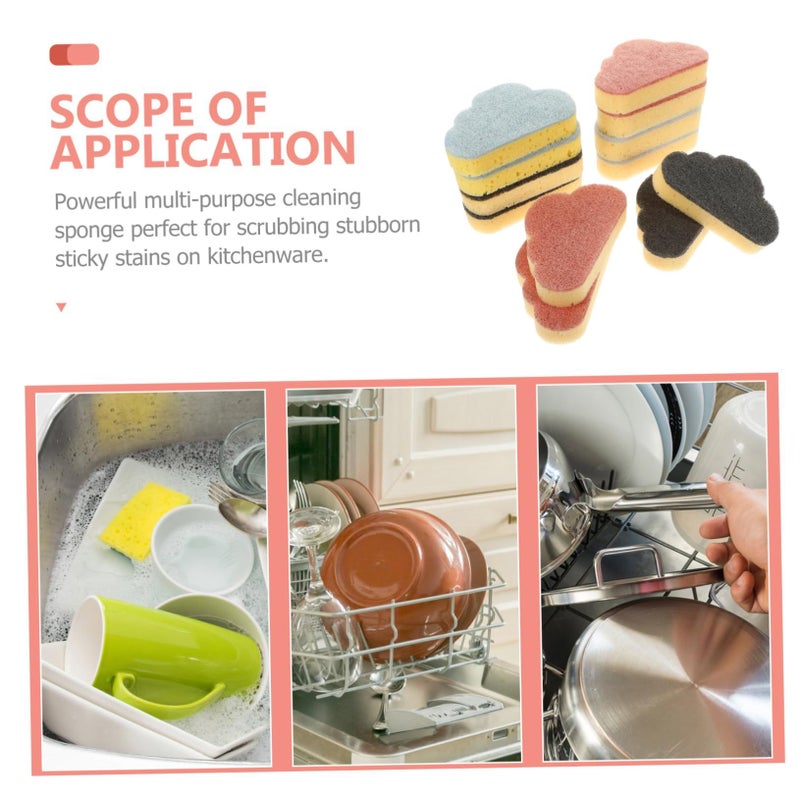 Cloud Shaped Sponge 12 Pack Dual Kitchen Dish Sponge Non Scratch Blue Black Red - Image 4