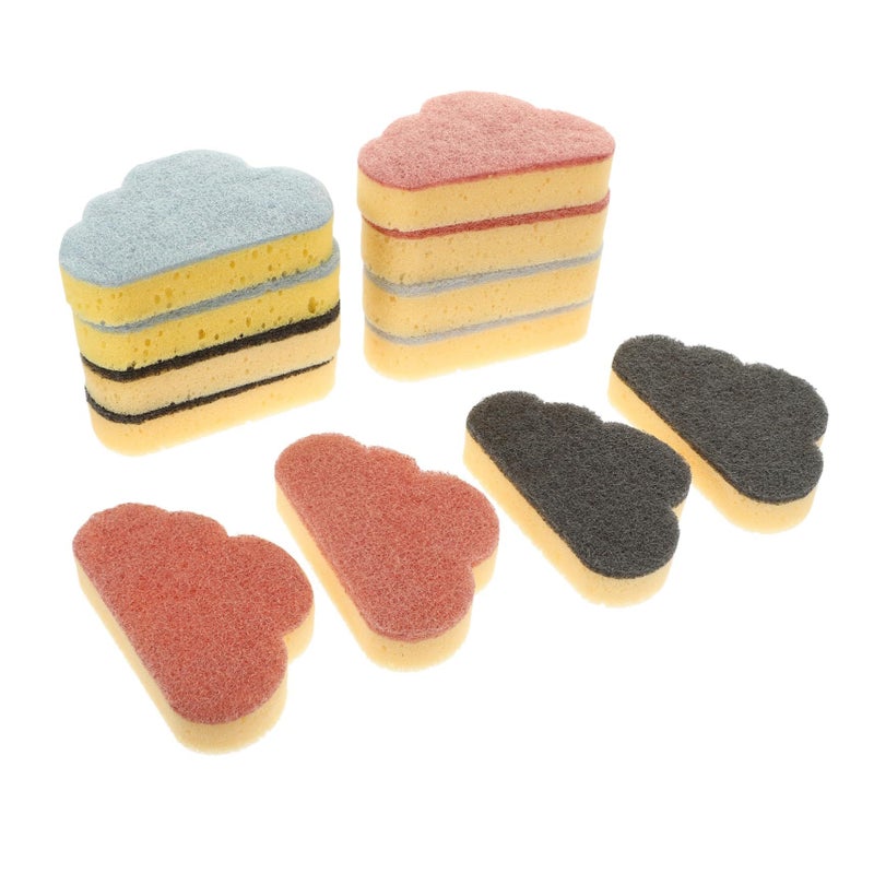 Cloud Shaped Sponge 12 Pack Dual Kitchen Dish Sponge Non Scratch Blue Black Red - Image 2