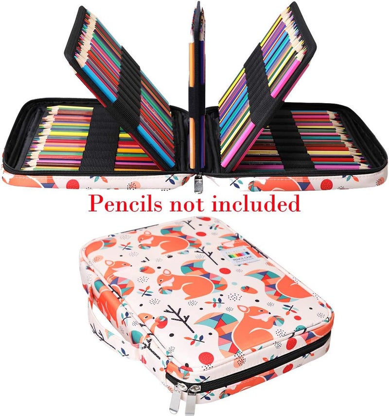 BOMKEE Coloring Pencil Case 220 Slots Pencils/Gel Pens Organizer Waterproof Travel Case Zipper Carrying Portable Pencil Markers Pen Holder Bag for Painter Writers School Students (Squirrel) - Image 2
