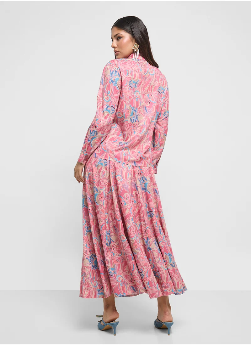 Khizana Printed Top & Skirt Set