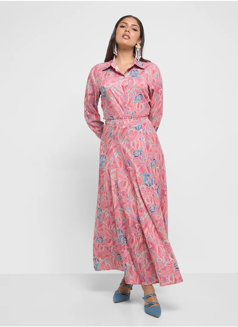 Khizana Printed Top & Skirt Set