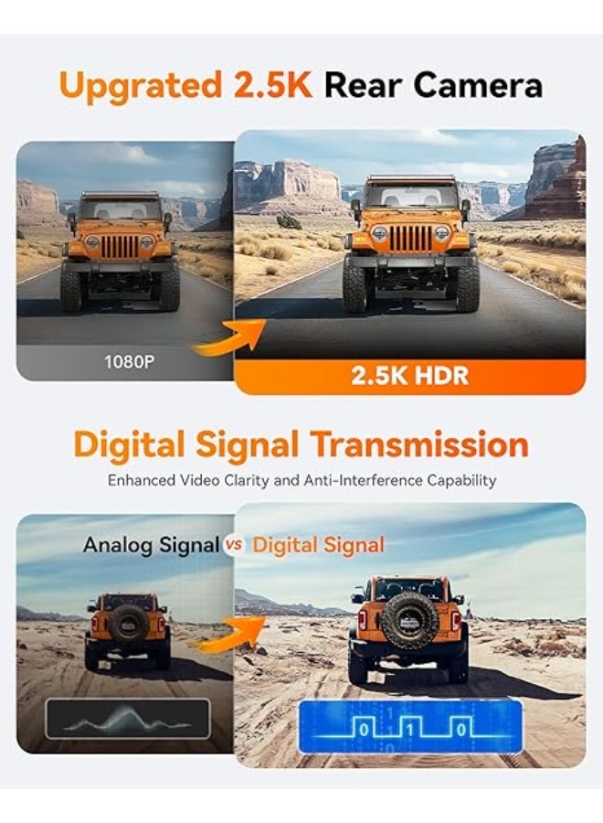 WOLFBOX X5 New 3 Channel 4K HDR Dash Cam, STARVIS 2 IMX678,4K+2.5K+1080P Front and Rear Inside Car Camera with 128GB Card, Voice Control, 5.8GHz WiFi GPS, Touch Screen, Digital Signal, Support 512GB - Image 3