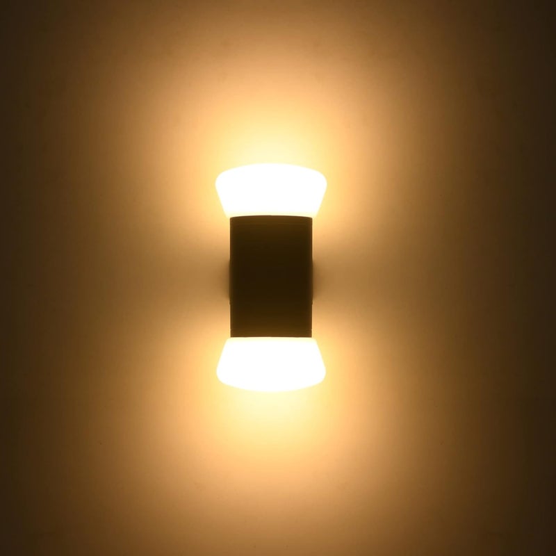 Ultimate أضواء LED الفاخرة النهائية للجدران | مصابيح الجدران لأعلى وأسفل | أضواء الجدران الخارجية للارتفاع والحدائق والفناءات وجسم مقاوم للصدمات (1+1 أبيض دافئ) - Image 2