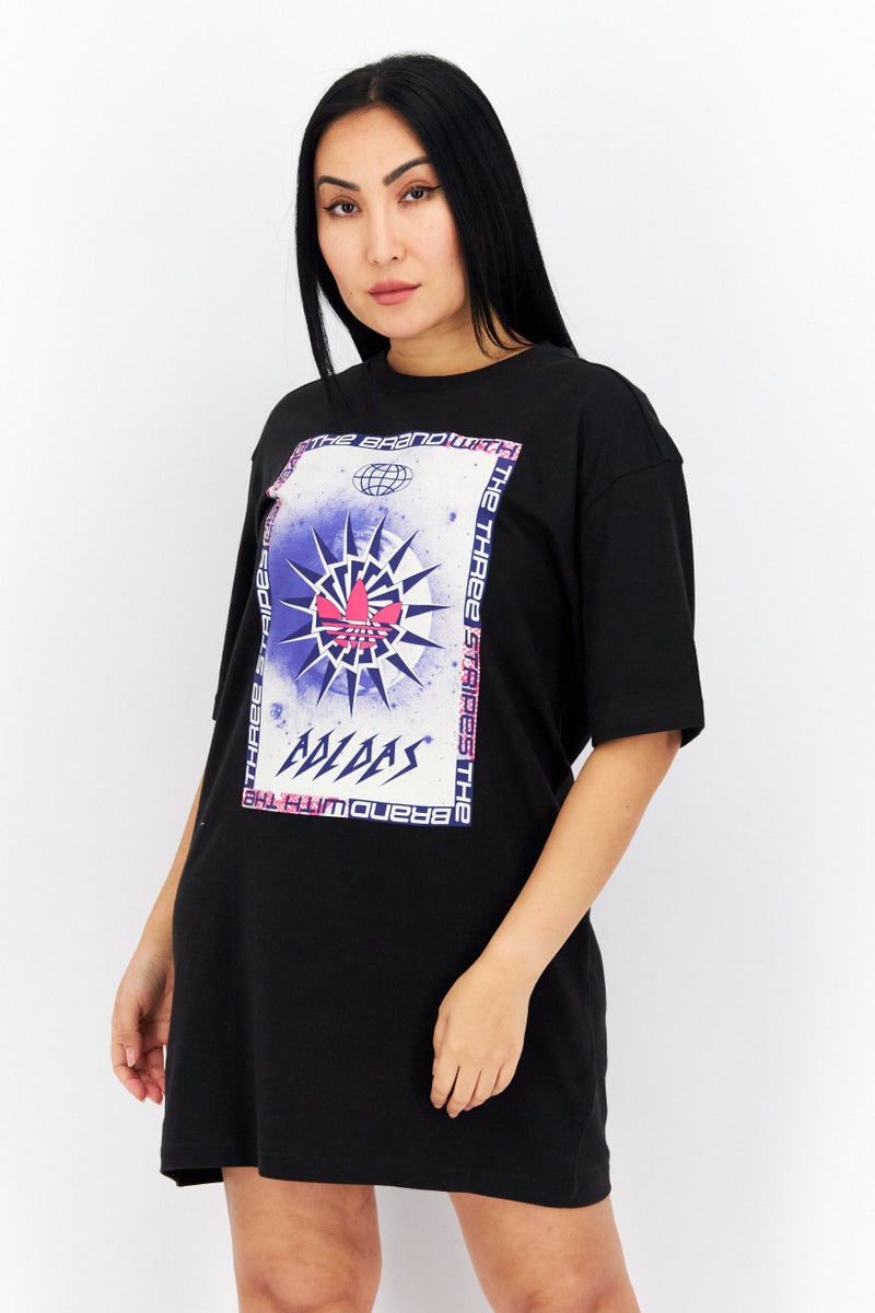 adidas Originals Women Sportswear Fit Short Sleeve Outdoor Dress Shirt, Black  - Image 1