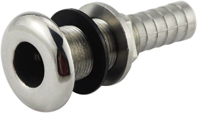 keehui 316 Stainless Steel DurableStandard Length Thru-Hull Fitting w/Nut &Gasket Boat Plumbing Fittings for Boats, Yachts, Marine - Image 1