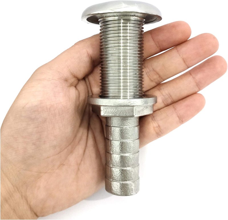 keehui 316 Stainless Steel DurableStandard Length Thru-Hull Fitting w/Nut &Gasket Boat Plumbing Fittings for Boats, Yachts, Marine - Image 4