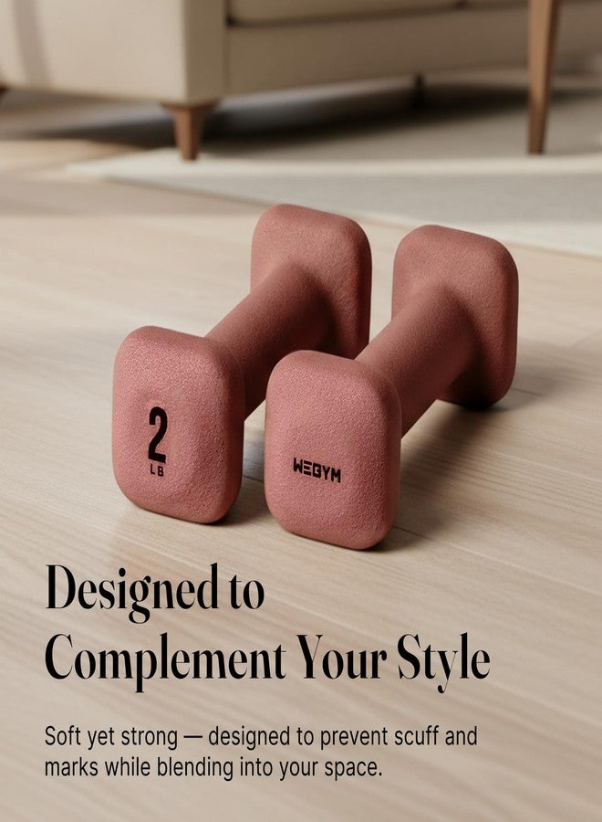 WeGym SafeGrip Dumbbells with Anti-Slip, Thick Handles and Flat, Sturdy Sides for Secure Workouts at Home, for Weightlifting, and Personal Training (2LB, Pair, Rose) - Image 4