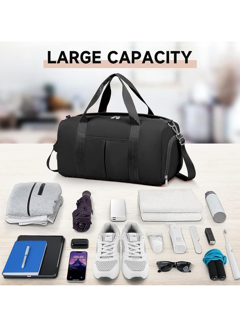 Generic - Women's Men's Gym Bag Waterproof Sports Duffel Bag with Wet Bag and Shoe Compartment Travel Duffel Bag Weekend Overnight Bag Hospital Bag Travel Bag Carry-On Bag Swim Bag Beach Bag  (Black) - Image 1