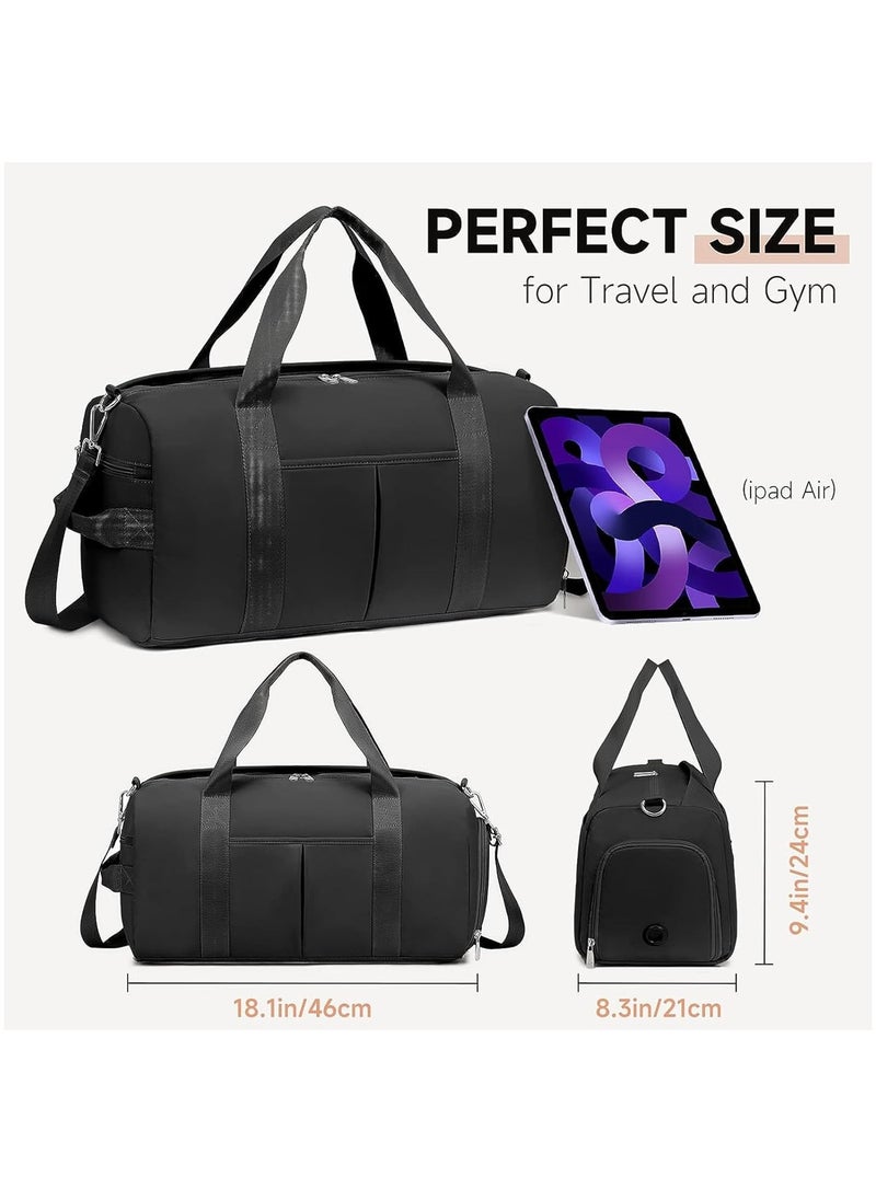 Generic - Women's Men's Gym Bag Waterproof Sports Duffel Bag with Wet Bag and Shoe Compartment Travel Duffel Bag Weekend Overnight Bag Hospital Bag Travel Bag Carry-On Bag Swim Bag Beach Bag  (Black) - Image 1