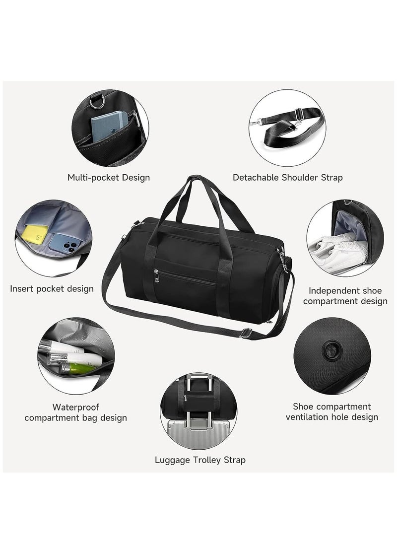 Generic - Women's Men's Gym Bag Waterproof Sports Duffel Bag with Wet Bag and Shoe Compartment Travel Duffel Bag Weekend Overnight Bag Hospital Bag Travel Bag Carry-On Bag Swim Bag Beach Bag  (Black) - Image 1