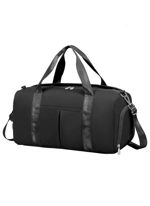 Women's Men's Gym Bag Waterproof Sports Duffel Bag with Wet Bag and Shoe Compartment Travel Duffel Bag Weekend Overnight Bag Hospital Bag Travel Bag Carry-On Bag Swim Bag Beach Bag  (Black)