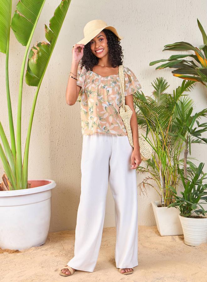 SASSAFRAS SASSAFRAS Floral Sweetheart Neck Flared Sleeve Top - Image 2