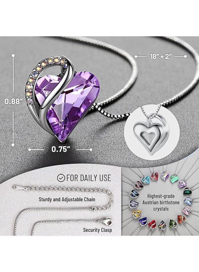 قلادة قلب الحب اللانهائي، قلادات بأحجار الميلاد للنساء مع أحجار الشفاء، مجوهرات خالية من مسببات الحساسية للنساء، قلادة فضية اللون مع صندوق هدايا، سلسلة ممتدة بطول 18+2 بوصة - Image 5