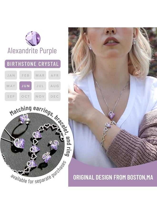 قلادة قلب الحب اللانهائي، قلادات بأحجار الميلاد للنساء مع أحجار الشفاء، مجوهرات خالية من مسببات الحساسية للنساء، قلادة فضية اللون مع صندوق هدايا، سلسلة ممتدة بطول 18+2 بوصة - Image 4