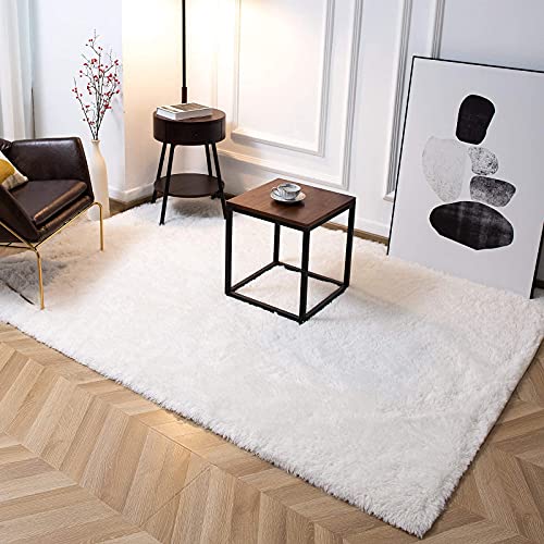TWINNIS Super Soft Shaggy Rugs Fluffy Carpets 4x5.9 Feet, Indoor Modern Plush Area Rugs for Living Room Bedroom Kids Room Nursery Home Decor, Upgrade Anti-Skid Fuzzy Rug, Cream White - Image 5