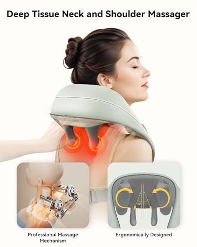 Snailax Cordless Neck Shoulder Massager with Heat 4D Deep Tissue Kneading Shiatsu Back Massager Pillow for Neck Shoulder Christmas Gifts for Men Women - Image 5