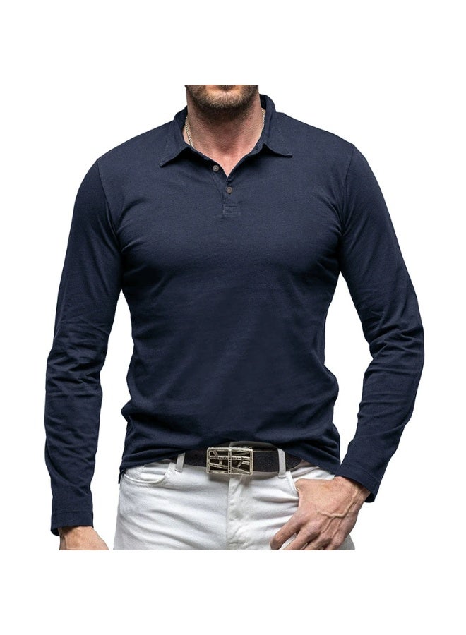general Men's Cotton Polo Shirts Performance Long Sleeve T-Shirts Moisture Wicking Dry Fit Polos Fashion Golf Shirt for Men - Image 1