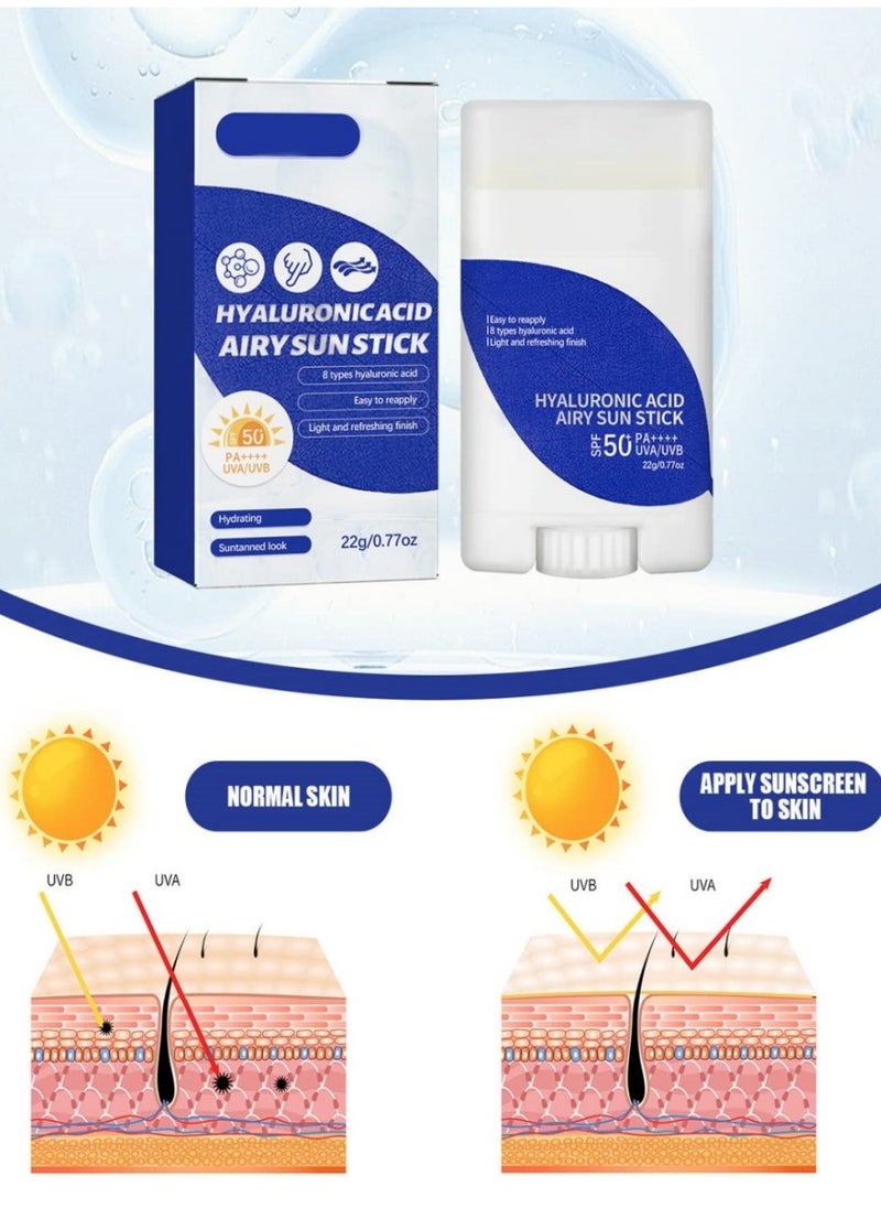 Hyaluronic Acid Airy Sun Stick SPF 50+ PA++++ – Lightweight, Moisturizing Sunscreen (22g)