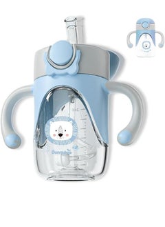 Generic Bunnytoo Baby Sippy Cup with Weighted Straw, for Ages 1+ and Transitional Babies 6-12 Months, Spill-Proof, Easy-Grip Handle, 8 oz (240 ml) Toddler Training Cup (Blue)  - Image 1