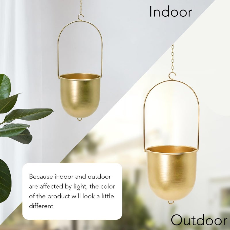 AceList Boho Hanging Planter, Set of 2 Gold Metal Plant Hanger with Hooks and Chains, Modern Wall & Ceiling Planters Outdoor/Indoor Hanging Planter for Window, Porch, Balcony and Home DÃ©cor - Image 3