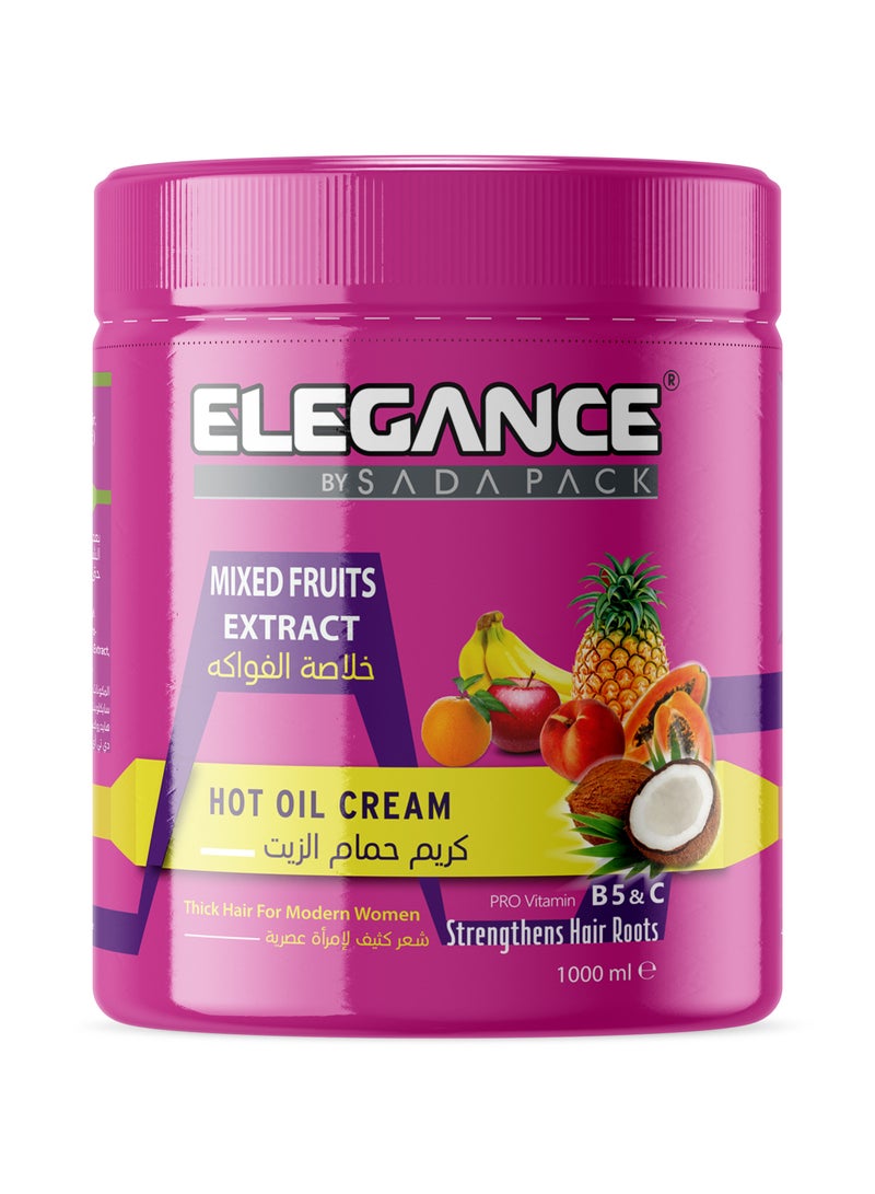 Elegance Hot Oil Keratin Cream - Mixed Fruits 1000ml - Advanced Hair Repair and Growth Treatment - Image 1