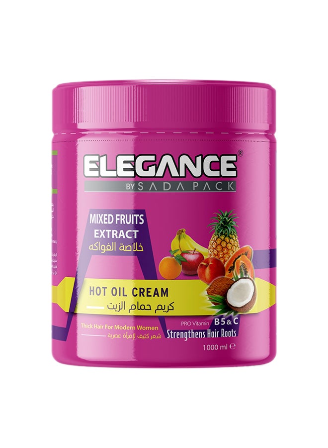 Elegance Hot Oil Keratin Cream - Mixed Fruits 1000ml - Advanced Hair Repair and Growth Treatment - Image 2