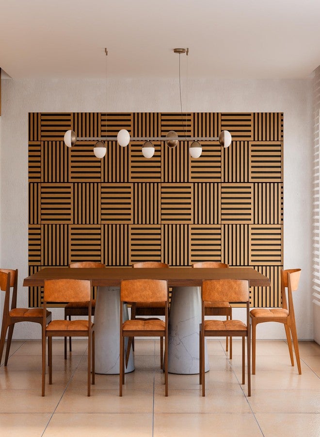 Geelin 8 Pcs 3D Wood Wall Panels Peel and Stick Self Adhesive Wood Slat Acoustic Textured Panel for Interior Wall Paneling Decor and Ceilings Soundproof 3D Fluted 11.8" x 12.6"(Brown) - Image 5
