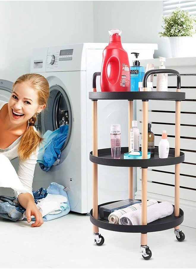 GoldenLike - Rolling Cart,2 Tier Utility Cart Mobile Storage Shelves Rolling Kitchen Cart with Handle and Wheels Multifunction Storage Trolley Cart for Bathroom Living Room Office - Image 1