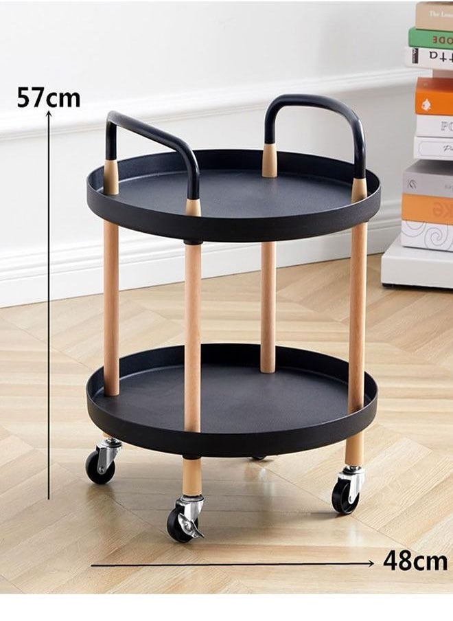 GoldenLike - Rolling Cart,2 Tier Utility Cart Mobile Storage Shelves Rolling Kitchen Cart with Handle and Wheels Multifunction Storage Trolley Cart for Bathroom Living Room Office - Image 1