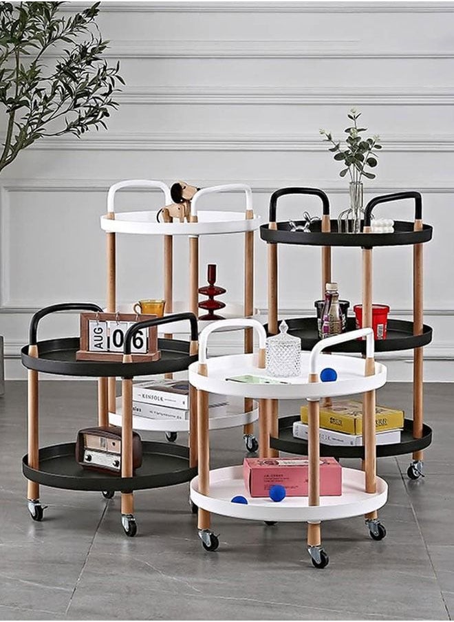 GoldenLike - Rolling Cart,2 Tier Utility Cart Mobile Storage Shelves Rolling Kitchen Cart with Handle and Wheels Multifunction Storage Trolley Cart for Bathroom Living Room Office - Image 1
