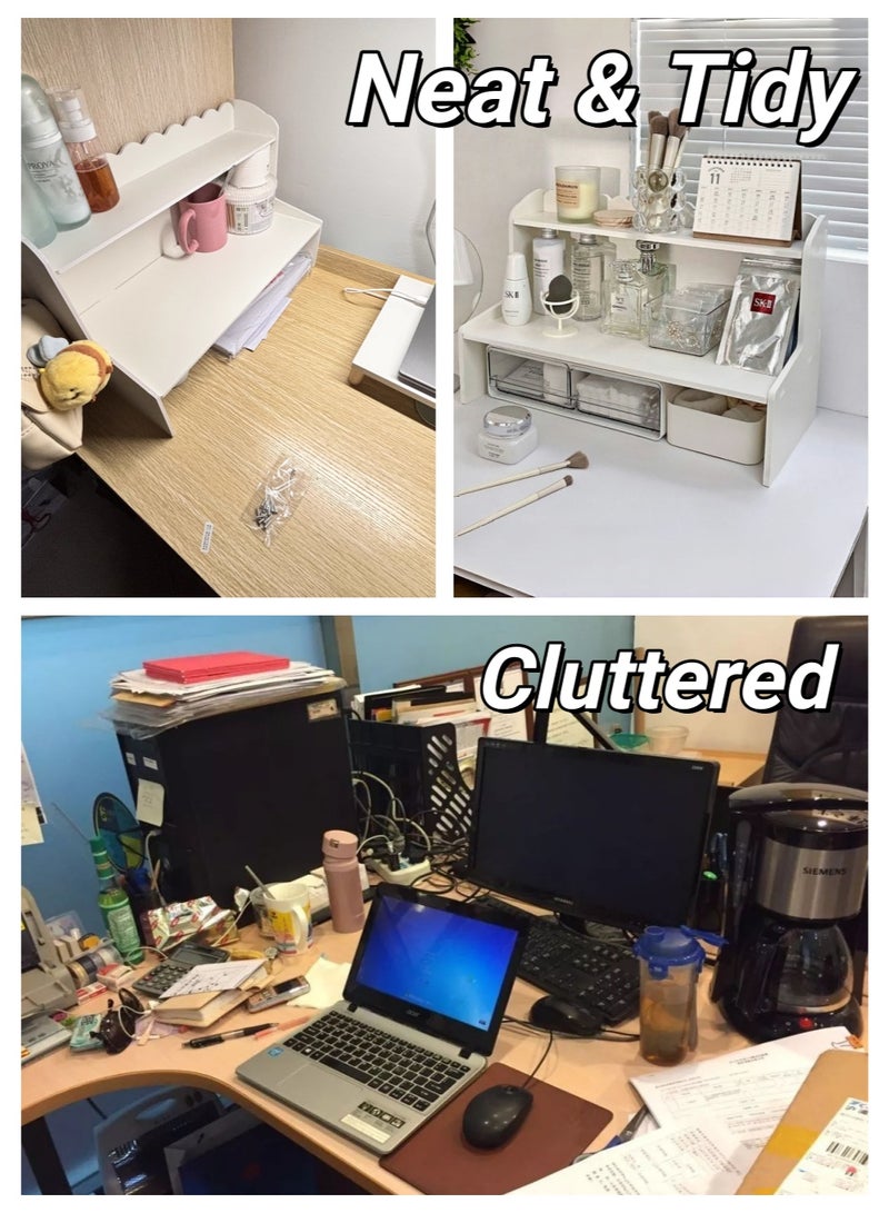 أروى 2-تير منظم مكتب الجرف مكتب تخزين الرف للأوراق القرطاسية الملحقات ، الفضاء إنقاذ و قوي ، مثالية للمنزل والمكتب (أبيض) - Image 3