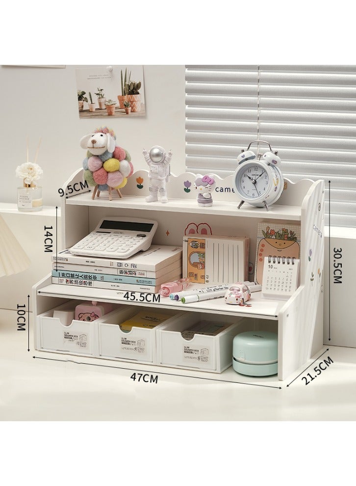 أروى 2-تير منظم مكتب الجرف مكتب تخزين الرف للأوراق القرطاسية الملحقات ، الفضاء إنقاذ و قوي ، مثالية للمنزل والمكتب (أبيض) - Image 2