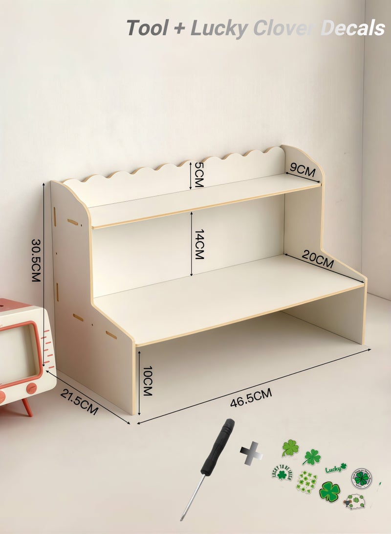 أروى 2-تير منظم مكتب الجرف مكتب تخزين الرف للأوراق القرطاسية الملحقات ، الفضاء إنقاذ و قوي ، مثالية للمنزل والمكتب (أبيض) - Image 4