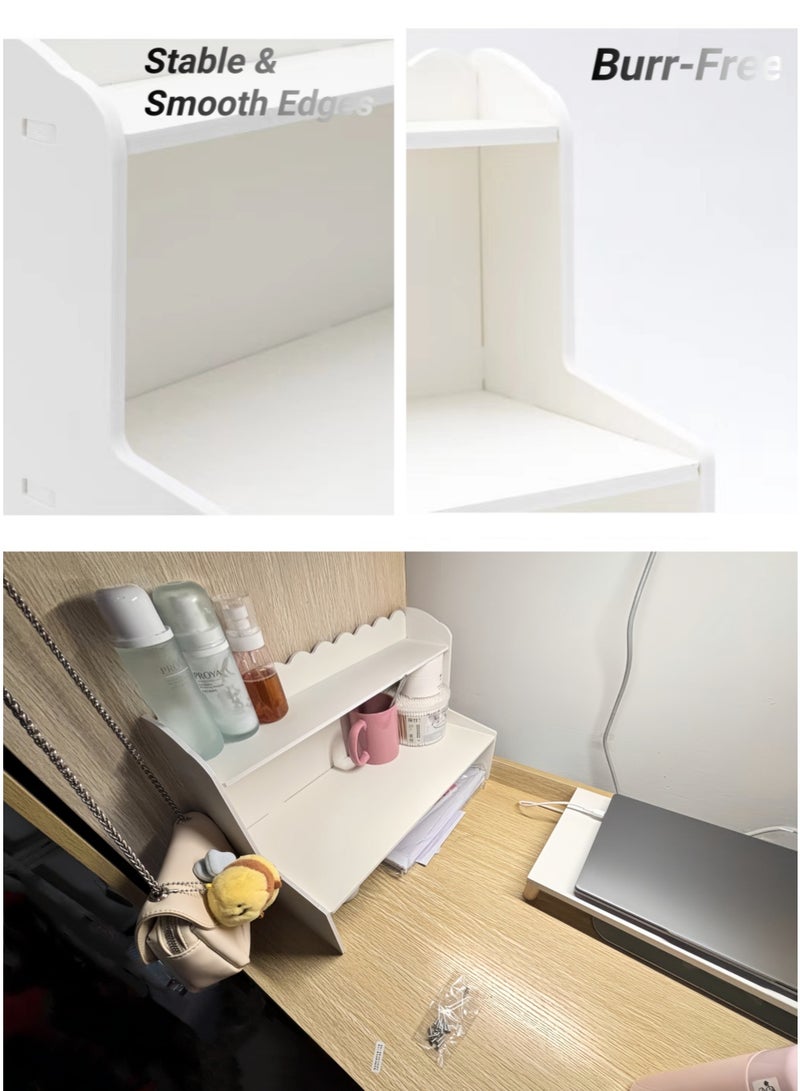 أروى 2-تير منظم مكتب الجرف مكتب تخزين الرف للأوراق القرطاسية الملحقات ، الفضاء إنقاذ و قوي ، مثالية للمنزل والمكتب (أبيض) - Image 5