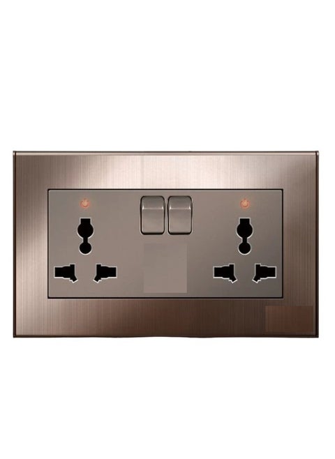16A Twin Universal Socket Brushed Gold