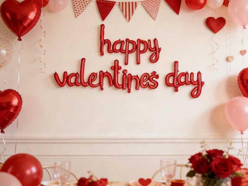 Dzrige Happy Valentines Day Balloon Banner Valentines Day Foil Balloons Red Happy Valentines Day Letters Balloons Kit for Valentines Day Wedding Anniversary Engagement Party Home Decoration - Image 4